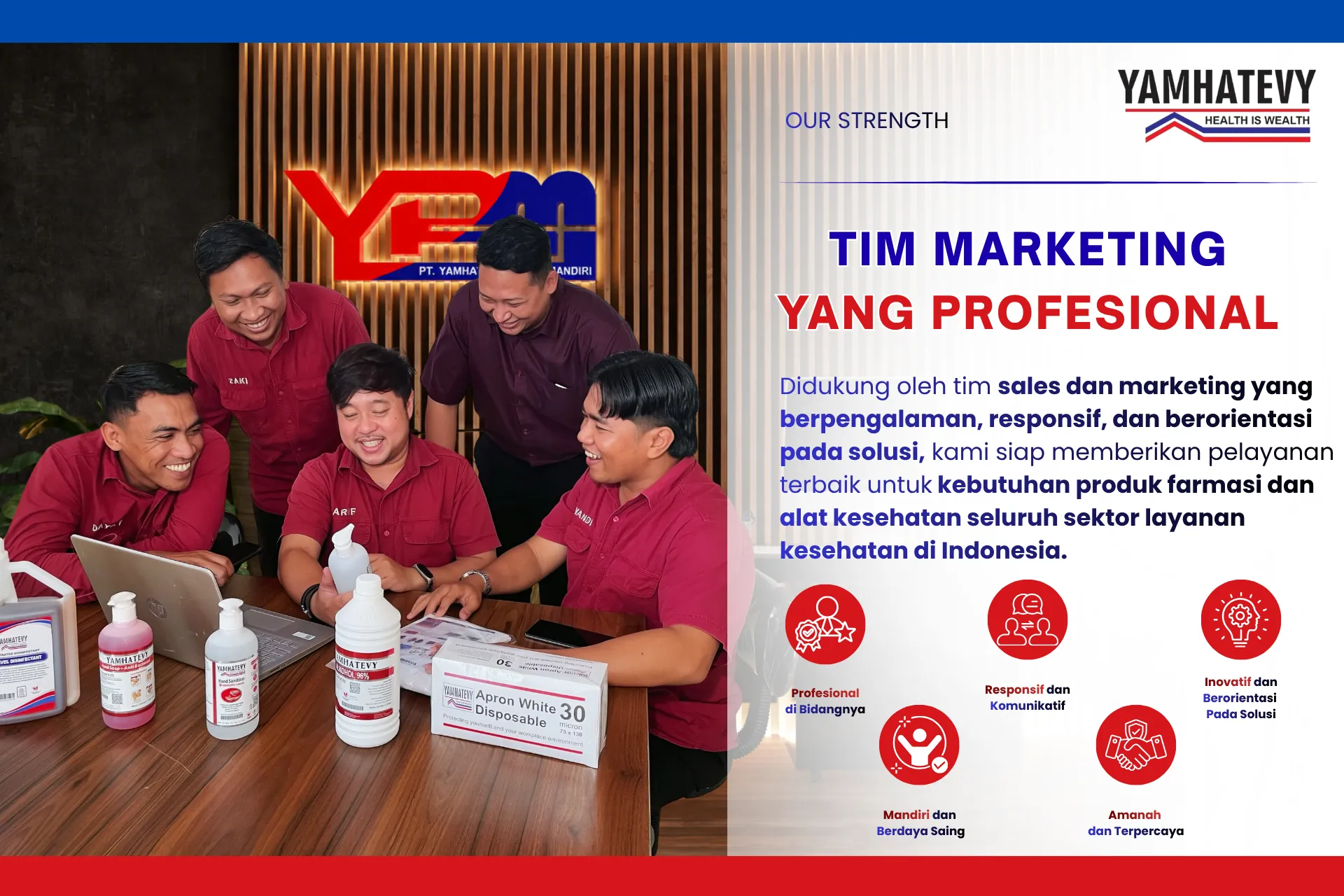 Alur layanan tim marketing: konsultasi kebutuhan, pencocokan spesifikasi, penawaran resmi, hingga pendampingan sampai barang diterima